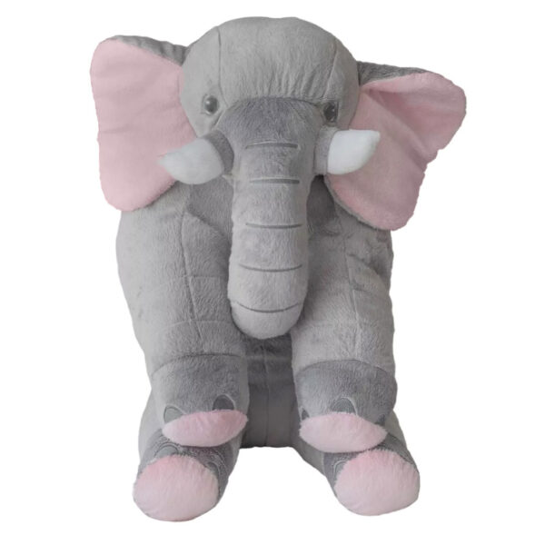 Almofada Elefante Dumbo Pelúcia 62cm Cinza Com Rosa - Imagem 2