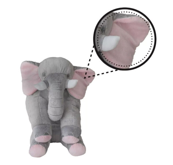 Almofada Elefante Dumbo Pelúcia 62cm Cinza Com Rosa - Imagem 4