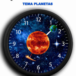 Relógio Redondo Analógico Silencioso 23 Cm Tema Orbita da Terra