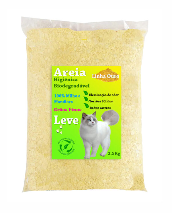 Areia Higiênica para Gatos Biodegradável 100% natural Linha Ouro areia fina Sanitária 1