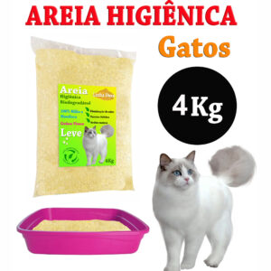 Areia-natural-biodegradavel-leve-economica-para-gatos-linha-ouro fina 4kg