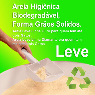 Areia feita com Farinha de mandioca e Farinha de milho, Areia que elimina do cheiro, areia que elimina o odor, Areia Higiênica para Gatos Biodegradável 100% natural Areia Sanitária fina Linha Ouro Marca Leve.